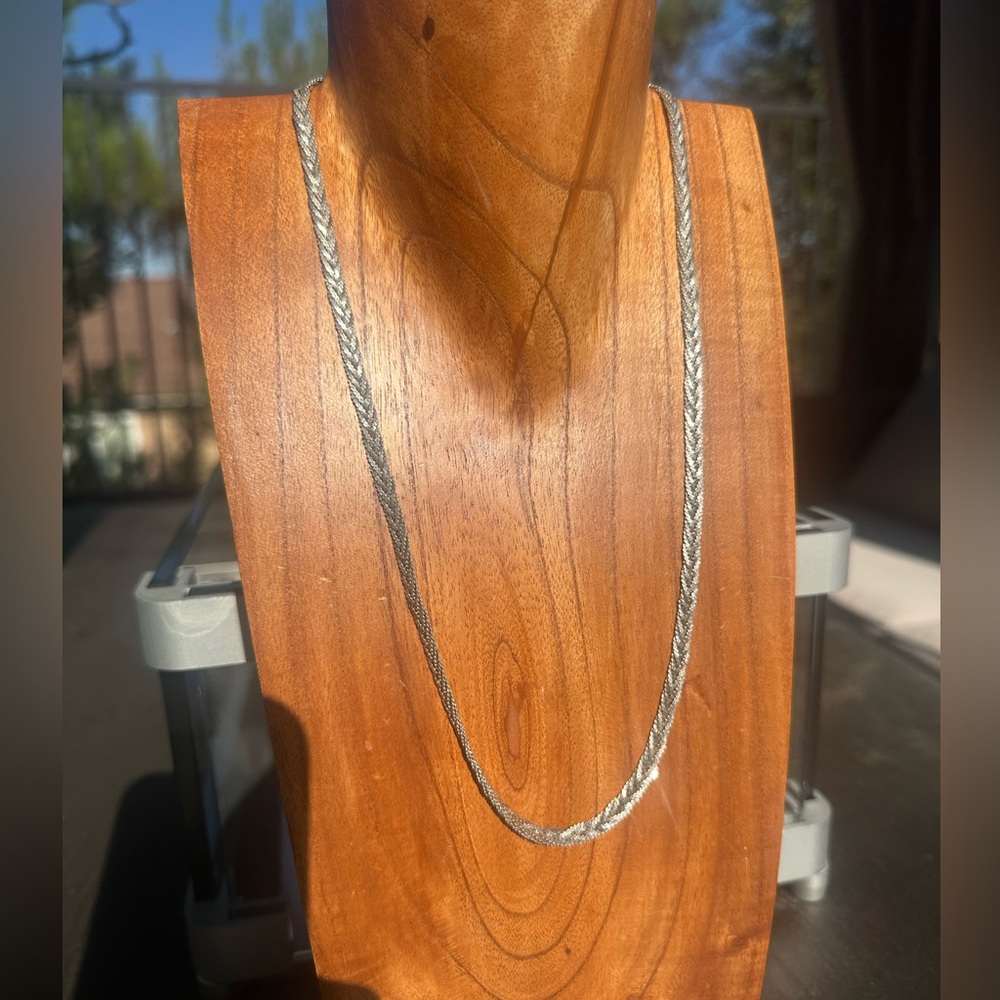 Vintage tri  textured braided sterling silver chain